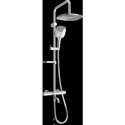 Mexen KX17 zuhanygarnitúra felső fejjel 24 cm, termosztatikus kádcsapteleppel Kai, króm, 779001791-00