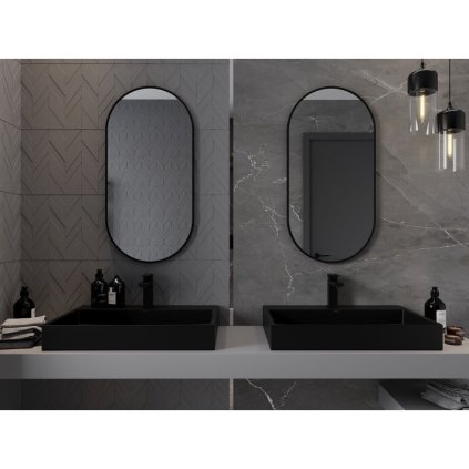 314318 mexen loft ovalne kupelnove zrkadlo 90 x 45 cm farba ramu cierna matna 9851 090 045 000 70