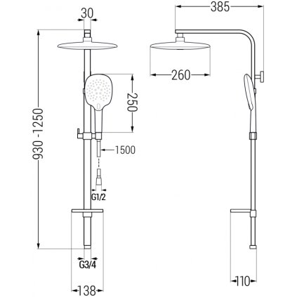 Mexen - Q22 zuhanygarnitúra felső fejjel Circle, fekete, 798222295-70