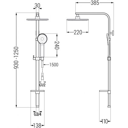 65304 2 mexen q40 sprchovy set s hornou hlavicou 220 mm chromova 798404095 00