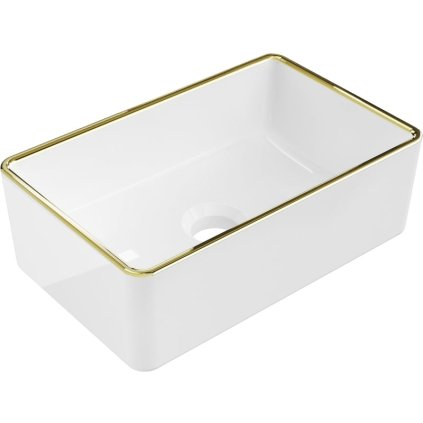 Mexen Nadia, asztali mosogató 365x235x120 mm, fehér-arany él, 21613605