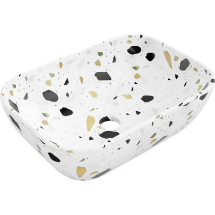 Mexen Rita, asztali mosogató 455x325x135 mm, fehér-terrazzo mintás, 21084587