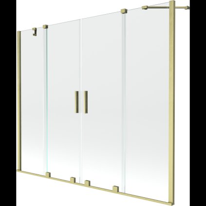Mexen Velar Duo, 2 szárnyas kádparaván tolóajtóval 190 x 150 cm, 8mm átlátszó üveg, arany matt profil, 896-190-000-02-55