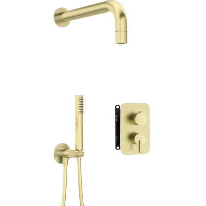 Deante Silia, rejtett zuhanygarnitúra fej- és kézizuhannyal és BOX beépítési rendszerrel, arany matt, DEA-BXYZRQSM