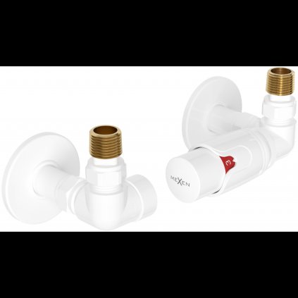 Mexen G00, axiális szelep G1/2" kerek kupakkal és termosztatikus fejjel M30x1,5 mm, fehér, W903-900-904-20