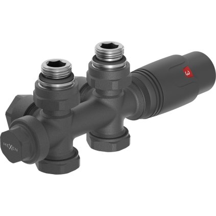 Mexen G00, termosztatikus készlet Duplex, ferde/egyenes csatlakozás DN50, antracit, W908-900-66