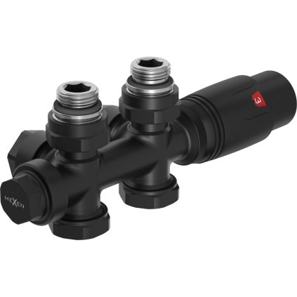 Mexen G00, termosztatikus készlet Duplex, szög/egyenes csatlakozás DN50, fekete matt, W908-900-70