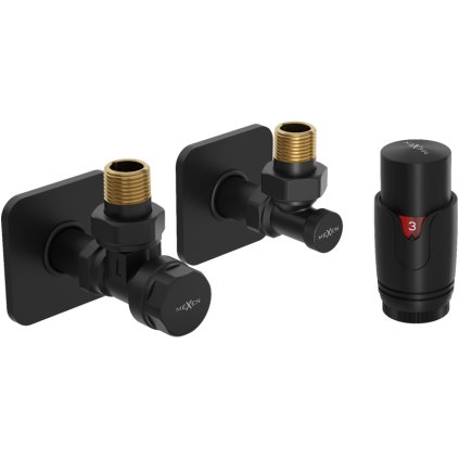 Mexen G00, sarokszelep G 1/2" kupakkal és termosztatikus fejjel M30x1,5 mm, fekete matt, W901-900-909-70