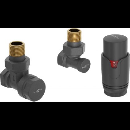 Mexen G00, sarokszelep G 1/2" termosztatikus fejjel M30x1,5 mm, antracit, W901-900-66