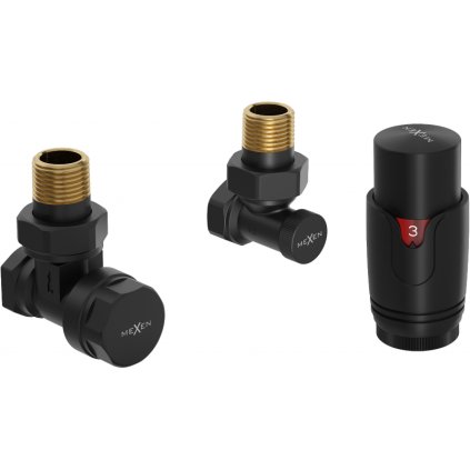 Mexen G00, sarokszelep G 1/2" termosztatikus fejjel M30x1,5 mm, fekete matt, W901-900-70