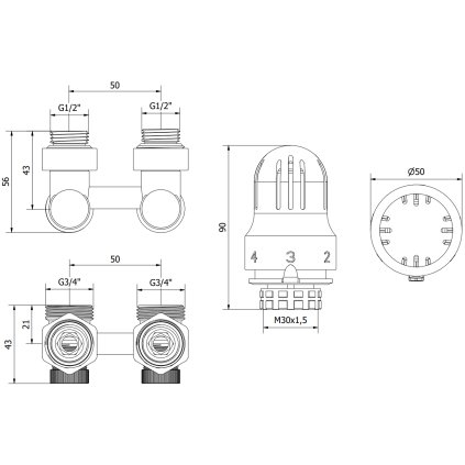 353039 mexen g04 uhlova termostaticka sada 1 2 x3 4 dn50 s termostatickou hlavicou m30x1 5 mm ocelova w911 012 948 01