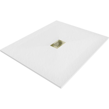 Mexen Hugo, téglalap alakú zuhanytálca SMC 120 x 100 cm, fehér, arany huzat, 42101012-G