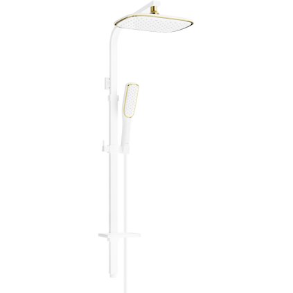 Mexen Q49 zuhanyoszlop tetővel és kézi zuhanyfejjel, fehér / arany - 798494995-25