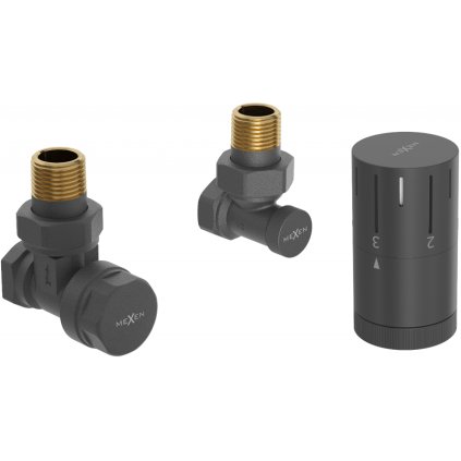 Mexen, Mexen G05 készlet termosztatikus sarok, antracit - W901-958-66