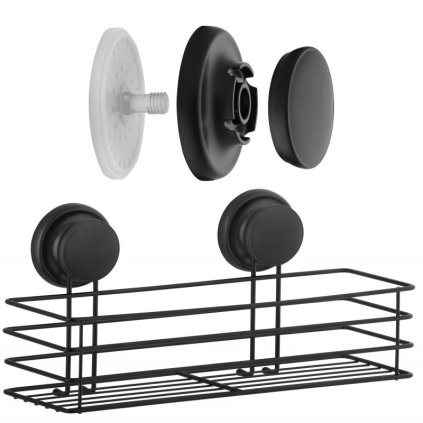 Erga Gavi, fürdőszobai polc, fürdőszobai kosár tapadókorongon 32x10x8 cm, fekete matt, ERG-YKA-CH.GAVI-KPL-BLK