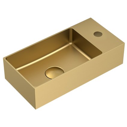 Sapho, AURUM rozsdamentes acél mosogató, 36,5x18 cm, kimenettel együtt, bal/jobb, arany matt, AU204