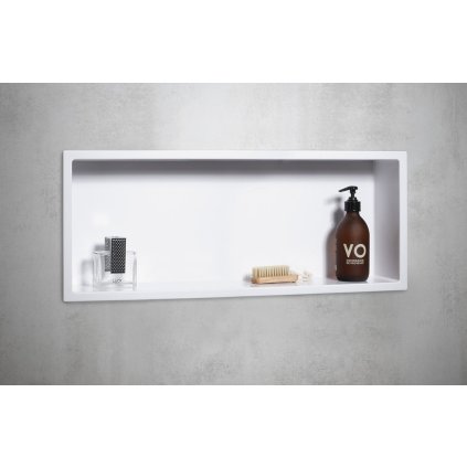 Polysan, INSERTA falra szerelhető polc, öntött márvány, 810x270mm, fehér, 1301-82