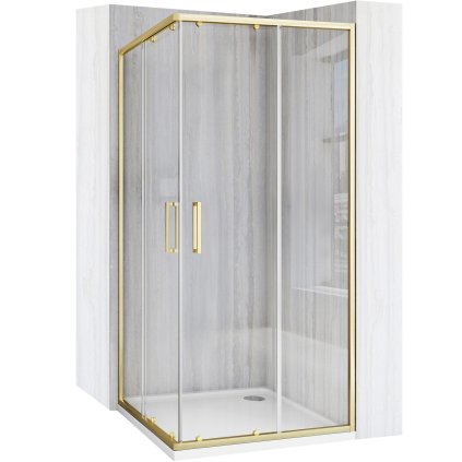 389560 6 rea city sprchovaci kut s posuvnymi dverami 90x90cm 5 4mm cire sklo zlaty matny profil rea k6443