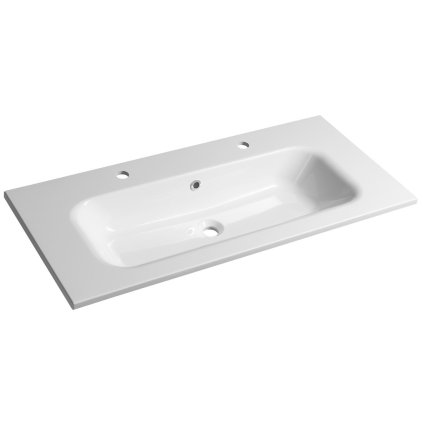 Sapho, SIDRA mosdó 101x46cm, öntött márvány, 2 lyuk csaptelephez, fehér, SD101-2
