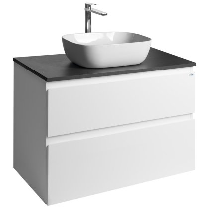 Aqualine, ALTAIR szekrény felsővel 87,5 cm, fehér/antracit pala, AI290-03