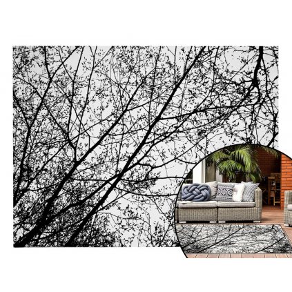 421017 tutumi nature 4d plysovy koberec vzor cierne stromy 160x230 cm shg 09003
