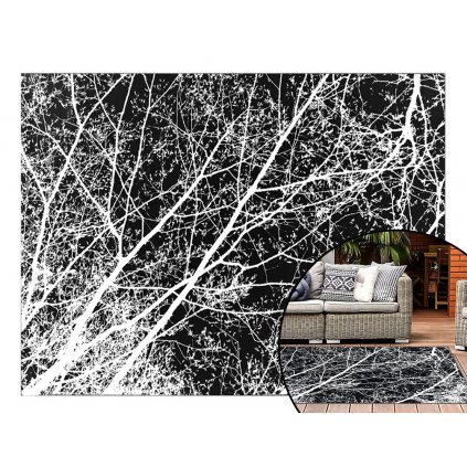 421008 tutumi plysovy koberec nature 4d vzor biele stromy 160x230 cm shg 09002