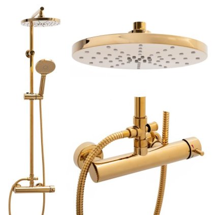 Erga Dubai, zuhanygarnitúra karos csapteleppel és esőfejjel 23 cm, arany fényes, ERG-YKA-BP.DUBAJ23-GLD