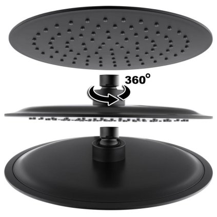 Erga, SLIM zuhanyfej 25 cm átmérővel, matt fekete, ERG-YKA-BP.BRG25-BLK