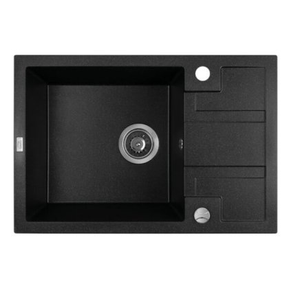Laveo Barbados, 1 kamrás gránit mosogató 650x440x215 mm, fekete pettyes, LAV-SBB_713T