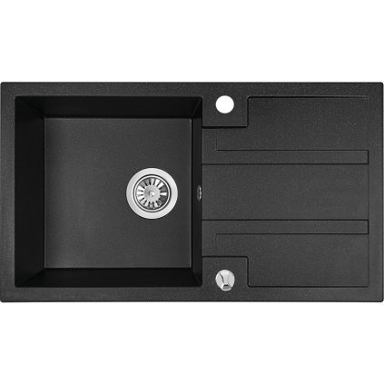 Laveo Barbados, 1 kamrás gránit mosogató 760x440x194 mm, fekete pettyes, LAV-SBB_711T