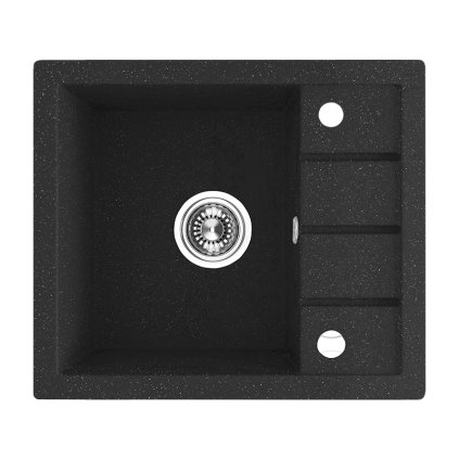 Laveo Trzynastka, 1 kamrás gránit mosogató 570x495x185 mm, fekete foltos, LAV-SBP_713T