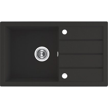 Laveo Trzynastka, 1 kamrás gránit mosogató 790x480x185 mm, fekete foltos, LAV-SBP_711T