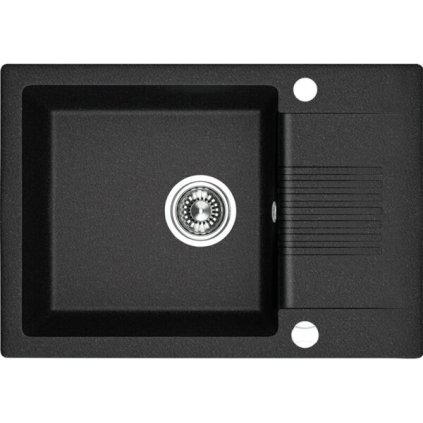 Laveo Celia, 1 kamrás gránit mosogató 650x440x185 mm rövid lefolyóval, fekete, LAV-SBC_713T