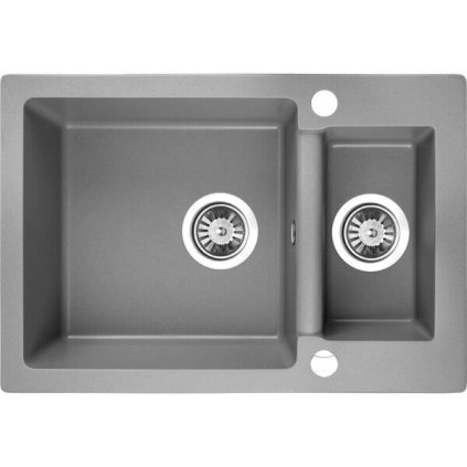 Laveo Celia, 1,5 kamrás gránit mosogató 650x440x195 mm, szürke, LAV-SBC_530T