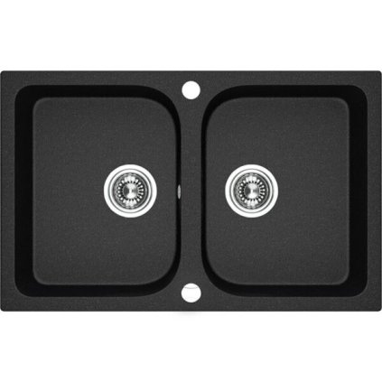 Laveo Celia, 2 kamrás gránit mosogató 760x480x184 mm, fekete, LAV-SBC_720T