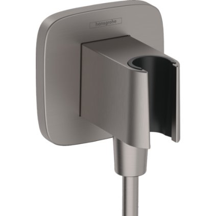 Hansgrohe FixFit Q, könyök zuhanytartóval, szálcsiszolt fekete króm, HAN-26887340