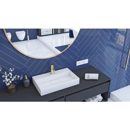 Rea Goya konglomerátum mosdó, 50 x 37 cm, fehér, REA-U8900