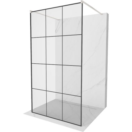 Mexen Kioto, Walk-In zuhanyparaván 120 x 200 cm, 8 mm üveg fekete mintás, csiszolt acél profil, 800-120-002-97-77