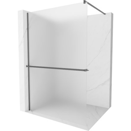 Mexen Kioto+, Walk-In zuhanyparaván polccal és akasztóval 110 x 200 cm, 8 mm-es matt üveg, grafit profil, 800-110-121-95-30