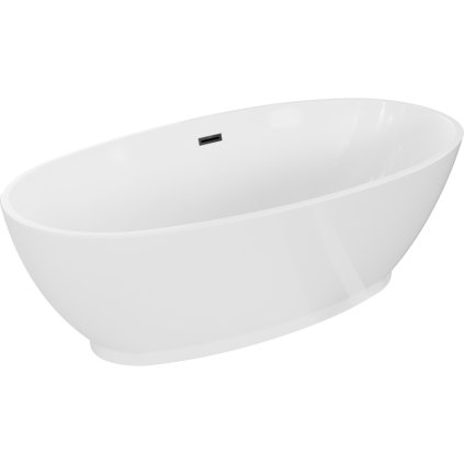 Mexen Bilbao, szabadon álló kád 180 x 90 cm, fehér, fekete matt túlfolyó, 51311809000-70