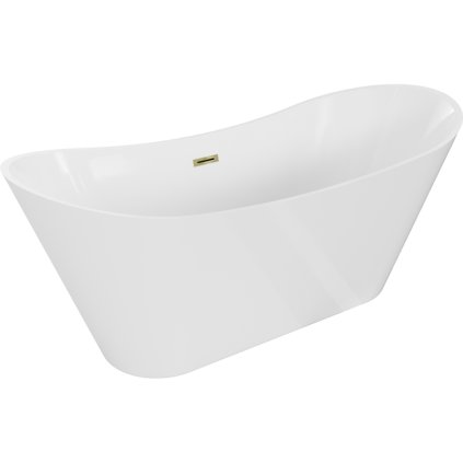 Mexen Celia, szabadon álló kád 170 x 75 cm, fehér, arany fényes túlfolyó, 52331707500-50