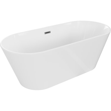 Mexen Flavia, szabadon álló kád 170 x 75 cm, fehér, szálcsiszolt grafit túlfolyó, 54031708000-95