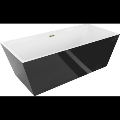 Mexen Lita, szabadon álló kád 170 x 75 cm, fehér-fekete, arany fényes túlfolyó, 52121707575-50