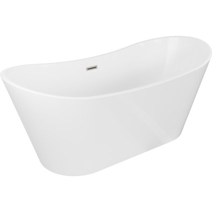 Mexen Montana, szabadon álló kád 170 x 80 cm, fehér, szálcsiszolt acél túlfolyó, 52011708000-97