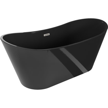 Mexen Montana, szabadon álló kád 170 x 80 cm, fekete, szálcsiszolt acél túlfolyó, 52011708070-97