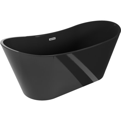 Mexen Montana, szabadon álló kád 170 x 80 cm, fekete, króm túlfolyó, 52011708070-01