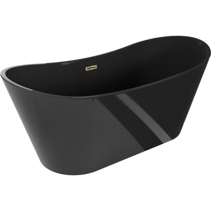 Mexen Montana, szabadon álló kád 170 x 80 cm, fekete, arany fényes túlfolyó, 52011708070-50