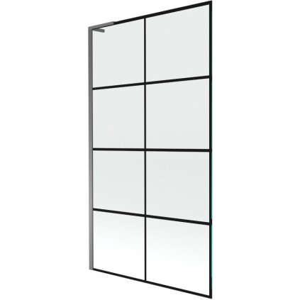 Mexen Next L, 1 szárnyú kádparaván 100 x 150 cm, 6 mm átlátszó üveg-fekete mintás, grafit profil, 895-100-000-03-77-95
