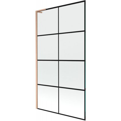 Mexen Next L, 1 szárnyas kádparaván 100 x 150 cm, 6mm átlátszó üveg-fekete mintás, rézprofil, 895-100-000-03-77-65