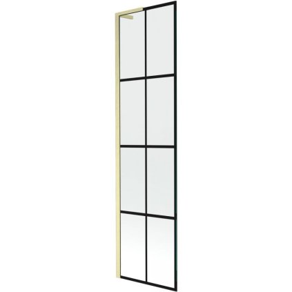 Mexen Next L, 1 szárnyú kádparaván 50 x 150 cm, 6mm átlátszó üveg-fekete mintás, arany matt profil, 895-050-000-03-77-55